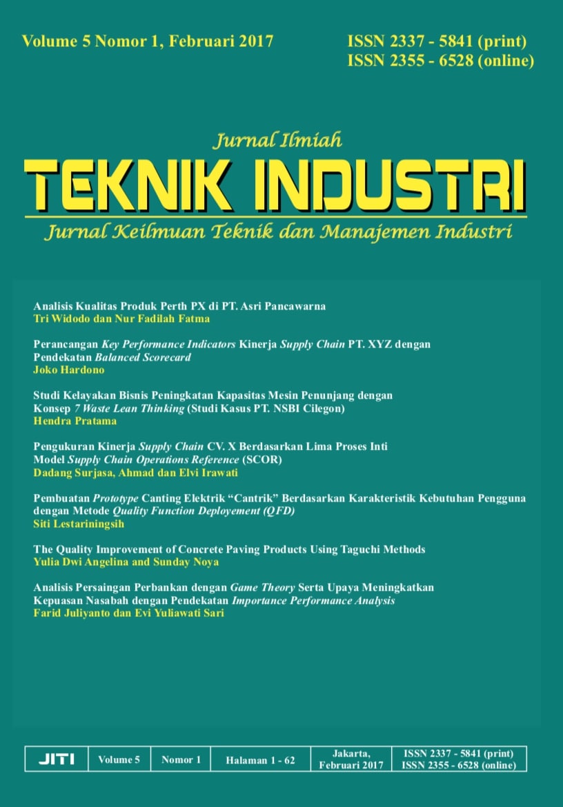 Cover Jurnal Ilmiah Teknik Industri :  Jurnal Keilmuan Teknik dan Manajemen Industri / Ardianto