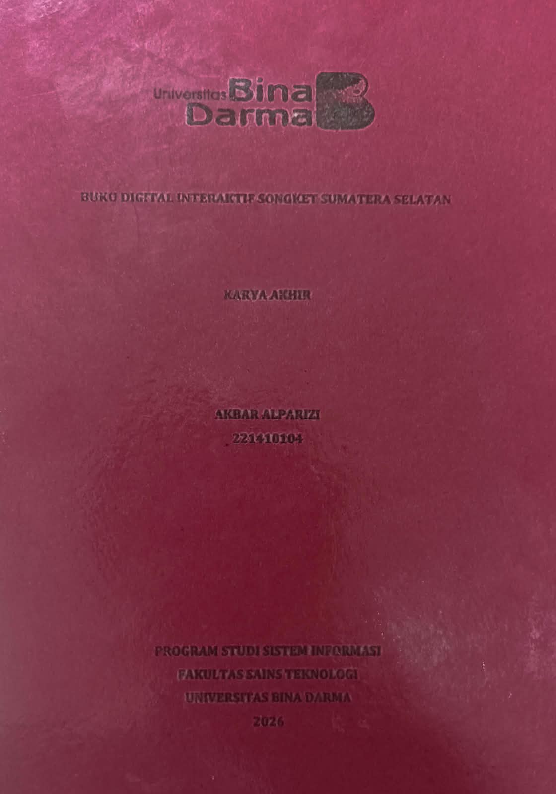 Cover BUKO DIGITAL INTERAKTIF SONGKET SUMATERA SELATAN / AKBAR ALPARIZI