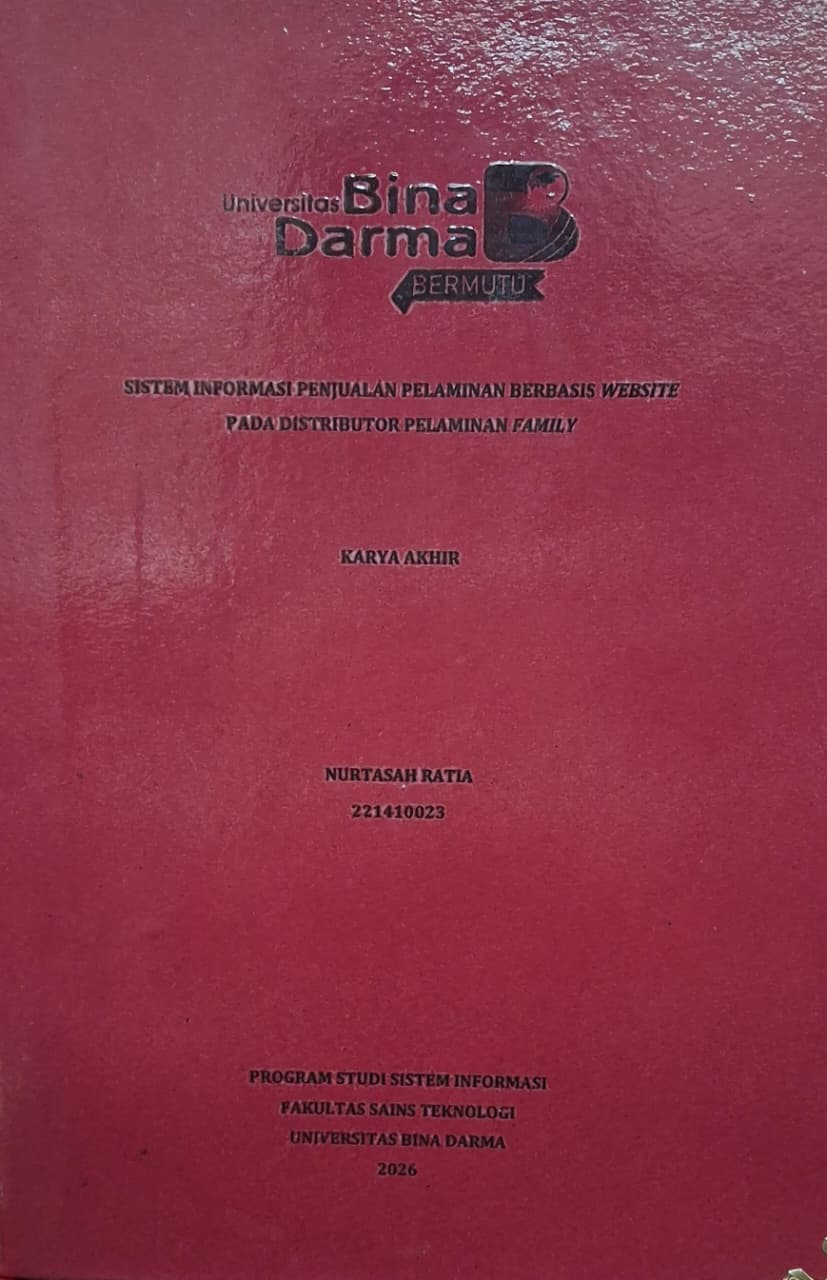 Cover Sistem Informasi Penjualan Pelaminan Berbasis Website Pada Distributor Pelaminan Family / Nurtasah Ratia