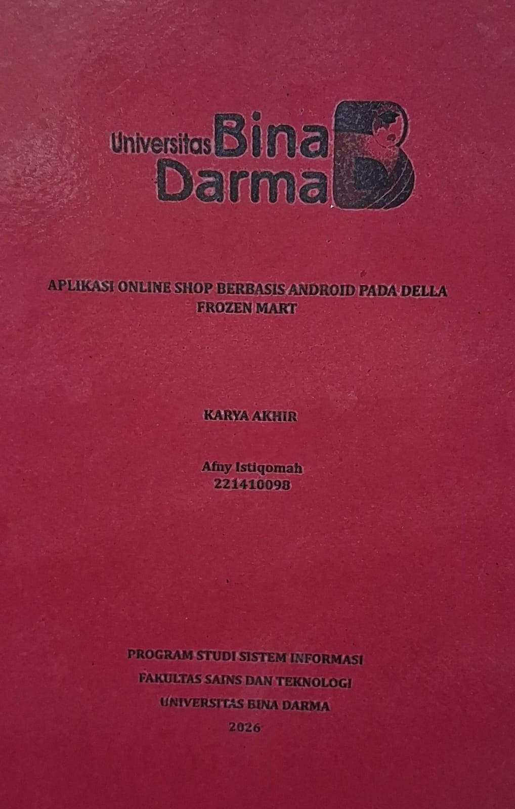 Cover Aplikasi Online Shop Berbasis Android pada Della Frozen Mart / Afny Istiqomah