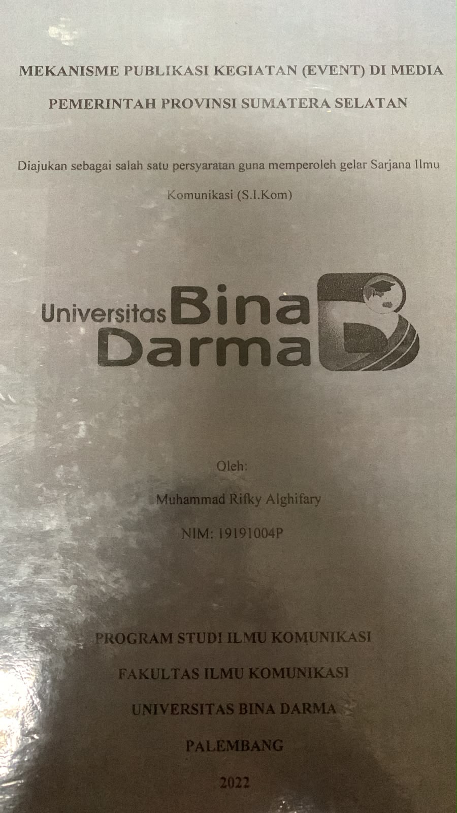 Cover Mekanisme Publikasi Kegiatan (Event) di Media Pemerintah Provinisi Sumatera Selatan / Muhammad Rifky Alghifary