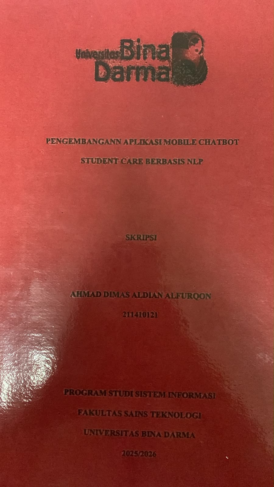 Cover Pengembangan Aplikasi Mobile Chatbot Student Care Berbasis NLP / Ahmad Dimas Aldian Alfurqon